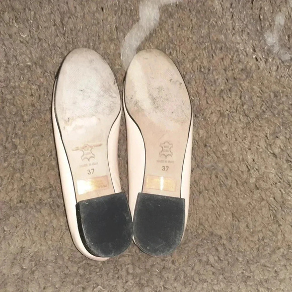 FERCA 81-ITALY-Nude Leather-Black Glitter Toe/Heel-Gingham Bow-Sz 37-Excellent - Picture 7 of 7